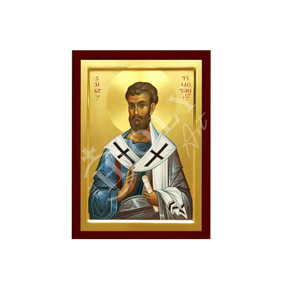 Saint Timothy icon, Handmade Greek Orthodox icon of St Timothy the Apostle, Byzantine art wall hanging icon wood plaque, religious decor - TheHolyArt
