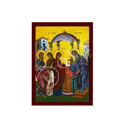 The Meeting of Jesus Christ icon, Handmade Greek Orthodox icon The Presentation, Byzantine art wall hanging on wood plaque, religious decor - TheHolyArt