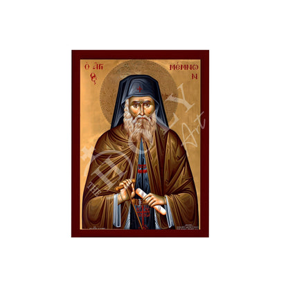 Saint Memnon icon, Handmade Greek Orthodox icon St Memnon the Wonderworker, Byzantine art wall hanging on wood plaque icon, religious decor - TheHolyArt