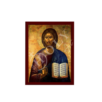 Jesus Christ icon, Handmade Greek Orthodox icon of our Lord, Byzantine art wall hanging on wood plaque, religious icon home decor - TheHolyArt