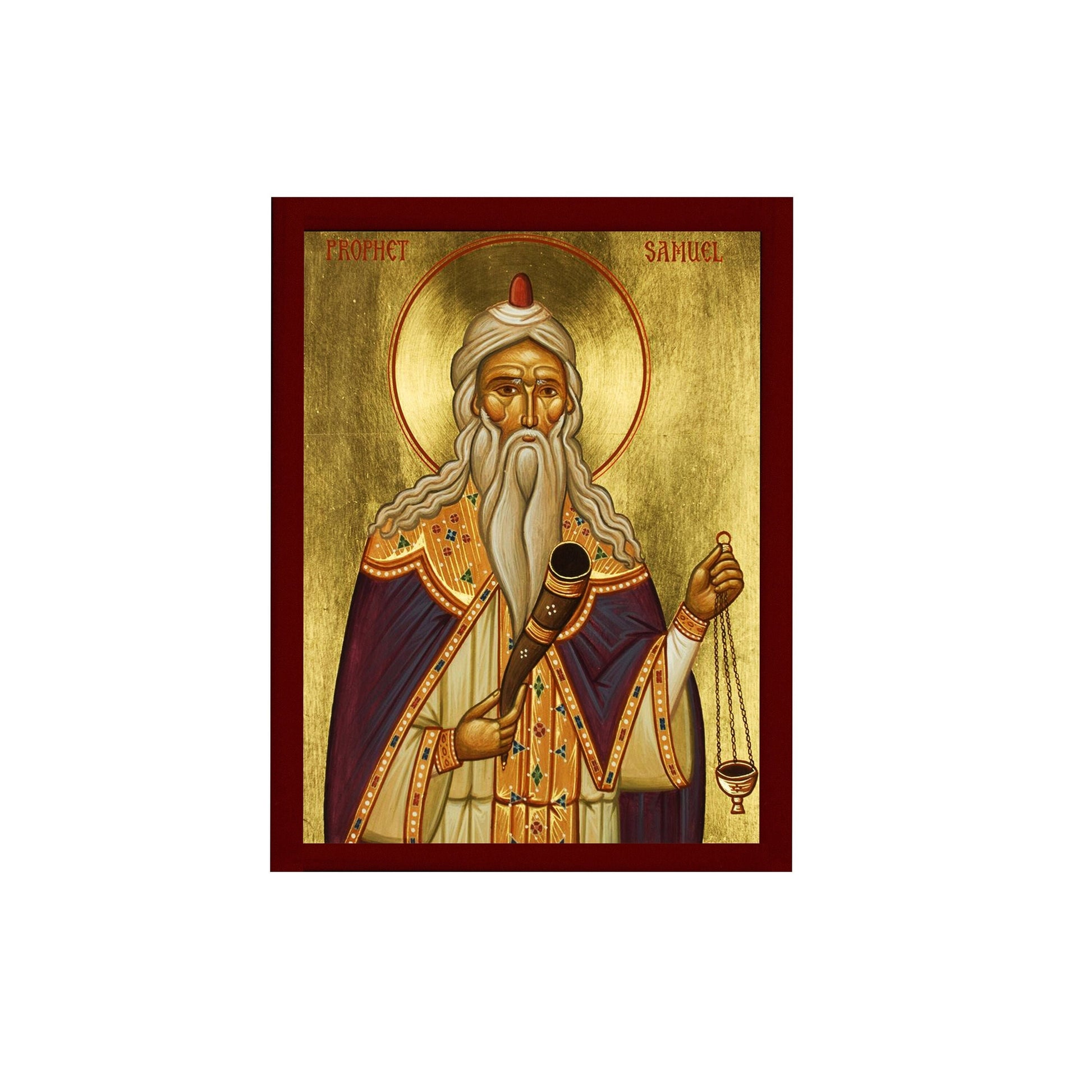 Prophet Samuel icon, Handmade Greek Orthodox icon of St Samuel, Byzantine art wall hanging on wood plaque icon, religious decor TheHolyArt
