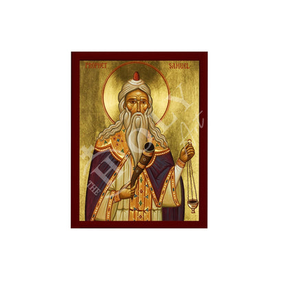 Prophet Samuel icon, Handmade Greek Orthodox icon of St Samuel, Byzantine art wall hanging on wood plaque icon, religious decor - TheHolyArt