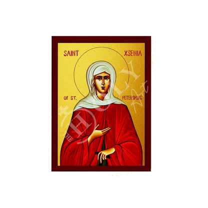 Saint Xenia icon, Handmade Greek Orthodox icon of St Xenia of St. Petersburg, Byzantine art wall hanging icon wood plaque, religious decor - TheHolyArt