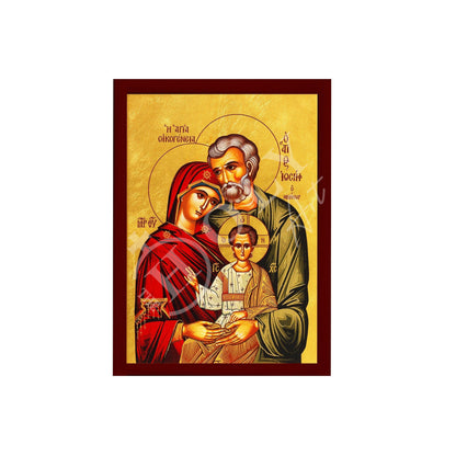 The Holy Family icon, Handmade Greek Orthodox icon of the Jesus Christ Virgin Mary & Joseph, Byzantine art wall hanging wood plaque - TheHolyArt