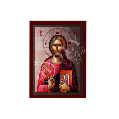 Jesus Christ icon, Handmade Greek Orthodox icon of our Lord, Byzantine art wall hanging on wood plaque, religious icon home decor - TheHolyArt