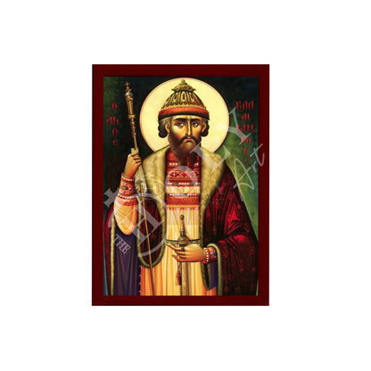 Saint Vladimir icon, Handmade Greek Orthodox icon of St Vladimir of Kiev, Byzantine art wall hanging icon wood plaque, religious decor - TheHolyArt