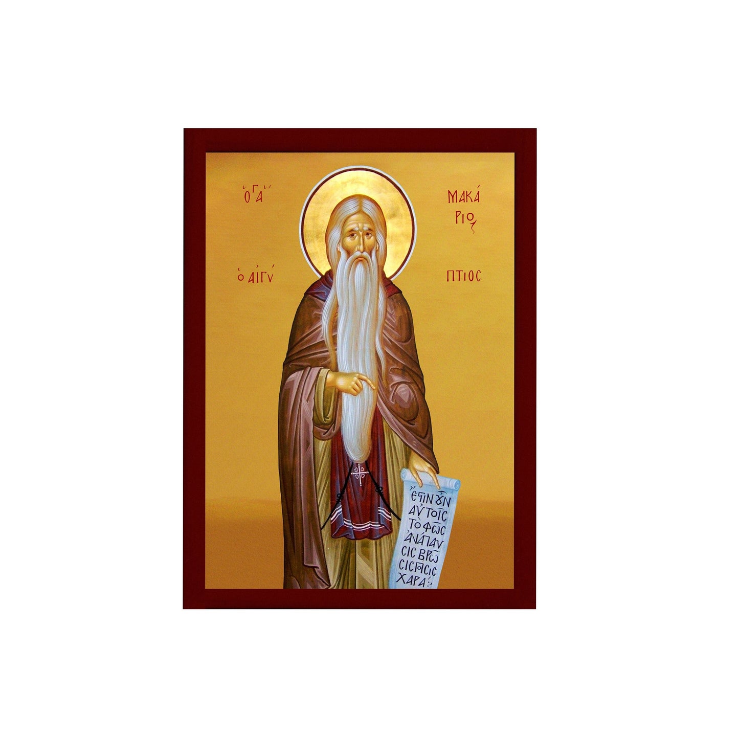 Saint Macarius icon, Handmade Greek Orthodox icon St Makarios of Egypt, Byzantine art wall hanging wood plaque, religious gift TheHolyArt