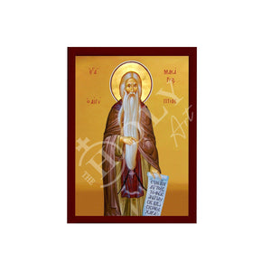 Saint Macarius icon, Handmade Greek Orthodox icon St Makarios of Egypt, Byzantine art wall hanging wood plaque, religious gift - TheHolyArt