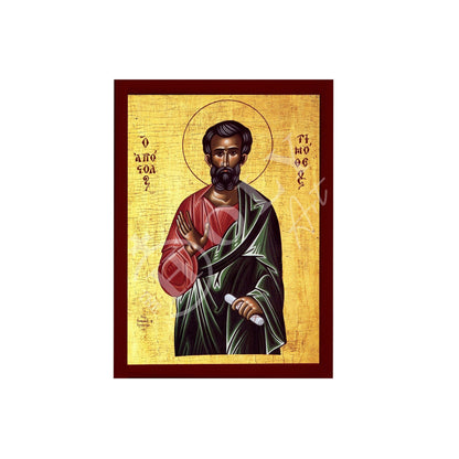 Saint Timothy icon, Handmade Greek Orthodox icon of St Timothy the Apostle, Byzantine art wall hanging icon wood plaque, religious decor - TheHolyArt