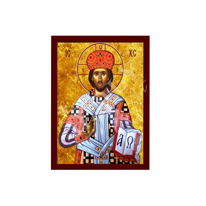 Jesus Christ icon, The Great High Priest handmade Greek Orthodox icon, Byzantine art wall hanging on wood plaque, religious decor - TheHolyArt