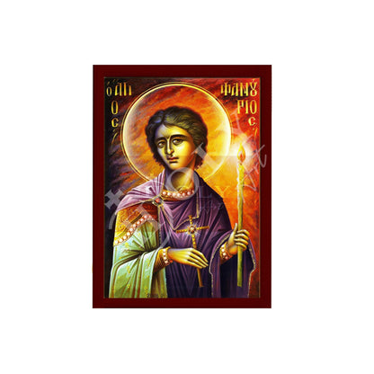 Saint Phanourios icon, Handmade Greek Orthodox icon St Fanourios, Byzantine art wall hanging wood plaque icon, religious decor - TheHolyArt