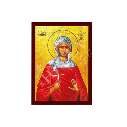 Saint Euthalia icon, Handmade Greek Orthodox icon of St Euthalia, Byzantine art wall hanging icon on wood plaque, religious decor - TheHolyArt