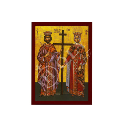 Saint Constantine icon & Saint Helen icon, Handmade Greek Christian Orthodox Icon, St Constantine and Helen Byzantine art wall hanging - TheHolyArt