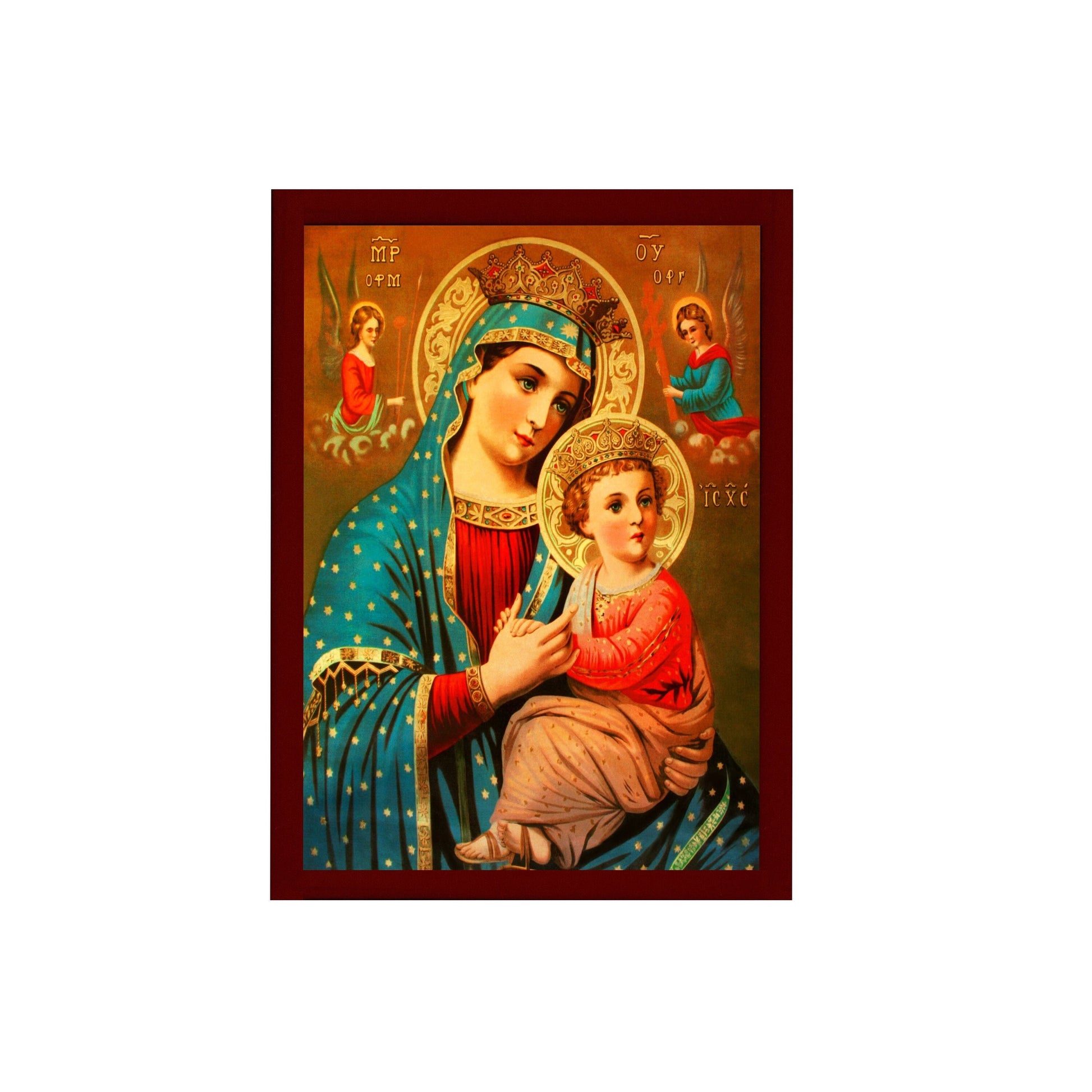 Virgin Mary icon Panagia, Handmade Greek Orthodox icon of Theotokos, Mother of God Byzantine art wall hanging wood plaque, religious decor TheHolyArt