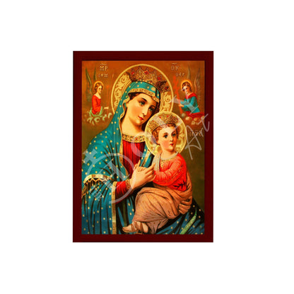 Virgin Mary icon Panagia, Handmade Greek Orthodox icon of Theotokos, Mother of God Byzantine art wall hanging wood plaque, religious decor - TheHolyArt