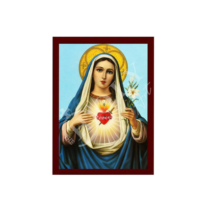 Virgin Mary icon Blessed Heart, Handmade Greek Catholic Icon, Mother of God Byzantine art, Theotokos wall hanging wood plaque, decor - TheHolyArt