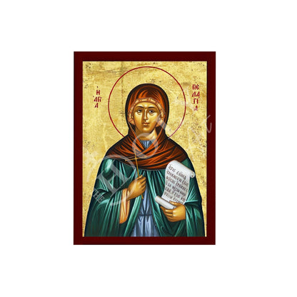 Saint Pelagia icon, Handmade Greek Orthodox icon of St Pelagia of Antioch, Byzantine art wall hanging wood plaque, religious gift - TheHolyArt