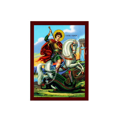 Saint George icon, Handmade Greek Orthodox icon of St George, Byzantine art wall hanging icon wood plaque, religious decor - TheHolyArt