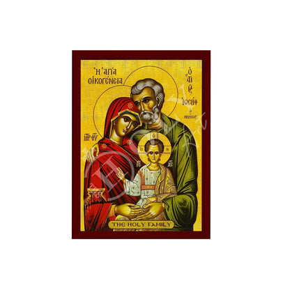 The Holy Family icon, Handmade Greek Orthodox icon of the Jesus Christ Virgin Mary & Joseph, Byzantine art wall hanging wood plaque - TheHolyArt