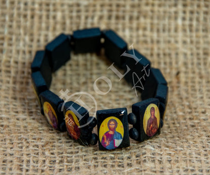 Handmade Wooden Prayer Bracelet Jesus Christ Virgin Mary Saints Greek Orthodox Bracelet Chotki blessed from Mount Athos, religious gift - TheHolyArt