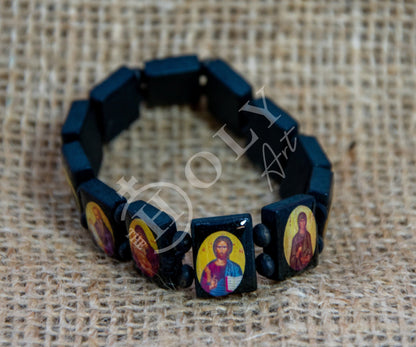 Handmade Wooden Prayer Bracelet Jesus Christ Virgin Mary Saints Greek Orthodox Bracelet Chotki blessed from Mount Athos, religious gift - TheHolyArt