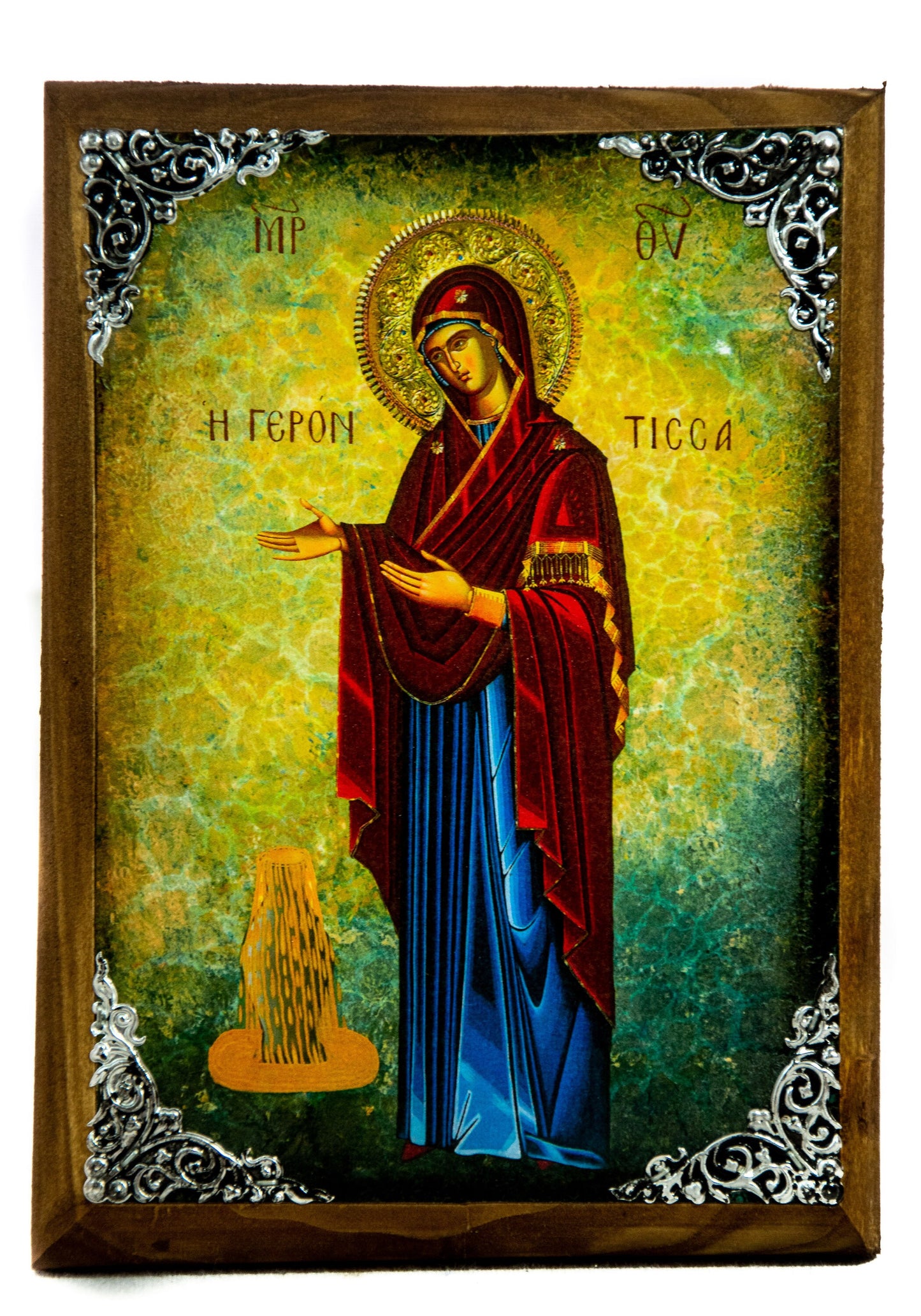 Virgin Mary icon Panagia Giatrissa, Handmade Greek Orthodox Icon, Mother of God Byzantine art, Theotokos wall hanging wood plaque decor TheHolyArt