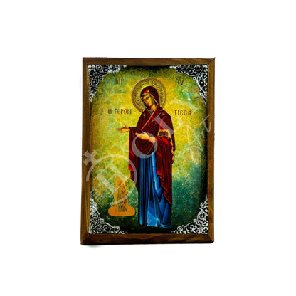 Virgin Mary icon Panagia Giatrissa, Handmade Greek Orthodox Icon, Mother of God Byzantine art, Theotokos wall hanging wood plaque decor - TheHolyArt