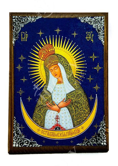 Virgin Mary icon Panagia of Stars, Handmade Greek Orthodox Icon, Mother of God Byzantine art, Theotokos wall hanging wood plaque decor - TheHolyArt