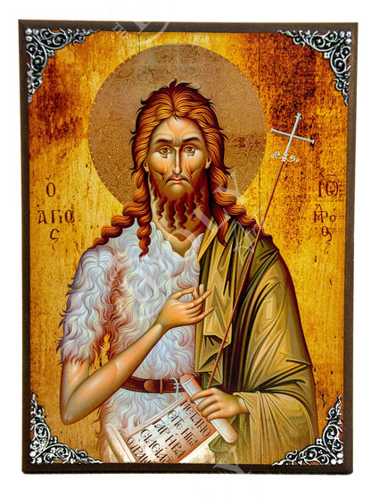 Saint John icon, Byzantine wall hanging art, Greek Orthodox icon handmade wood plaque of Saint John Baptist, religious home decor - TheHolyArt