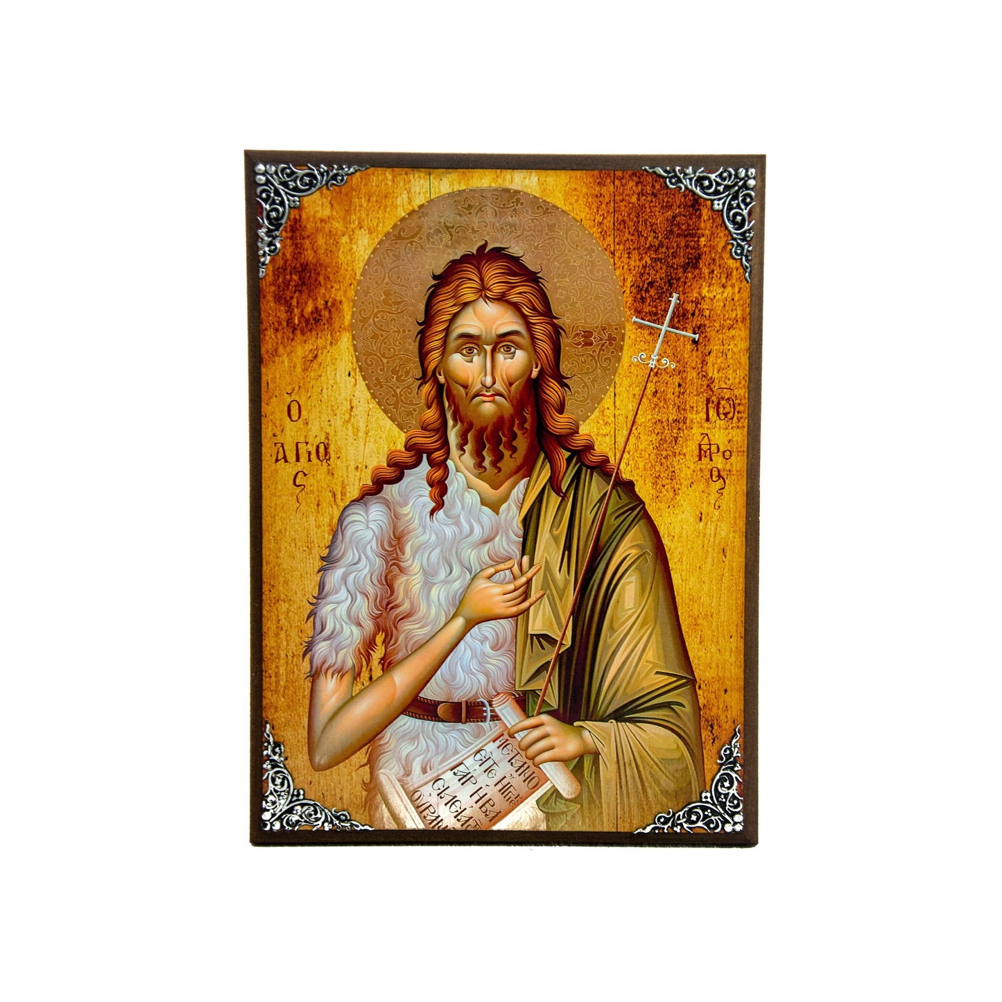 Saint John icon, Byzantine wall hanging art, Greek Orthodox icon handmade wood plaque of Saint John Baptist, religious home decor TheHolyArt