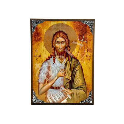 Saint John icon, Byzantine wall hanging art, Greek Orthodox icon handmade wood plaque of Saint John Baptist, religious home decor - TheHolyArt