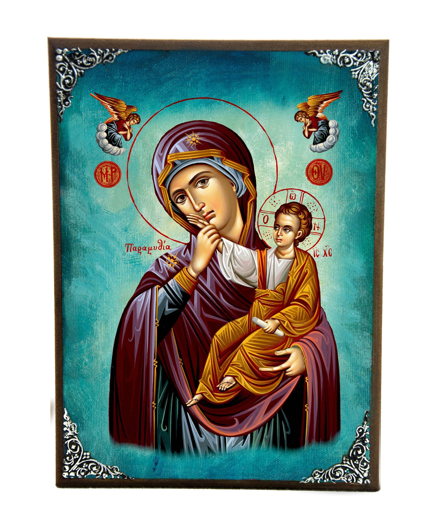 Virgin Mary icon Panagia Paramythia Handmade Greek Christian Orthodox Icon Byzantine wood plaque TheHolyArt