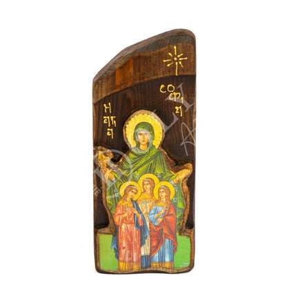 Saint Sophia icon, Orthodox icon St Sofia the Martyr, Greek Handmade Byzantine art wall hanging of Hagia Sophia wood plaque, religious decor - TheHolyArt