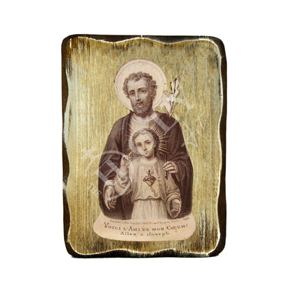 Saint Joseph icon, Handmade Greek Orthodox icon of St Joseph the betrothed , Byzantine art wall hanging on wood plaque, religious home decor - TheHolyArt