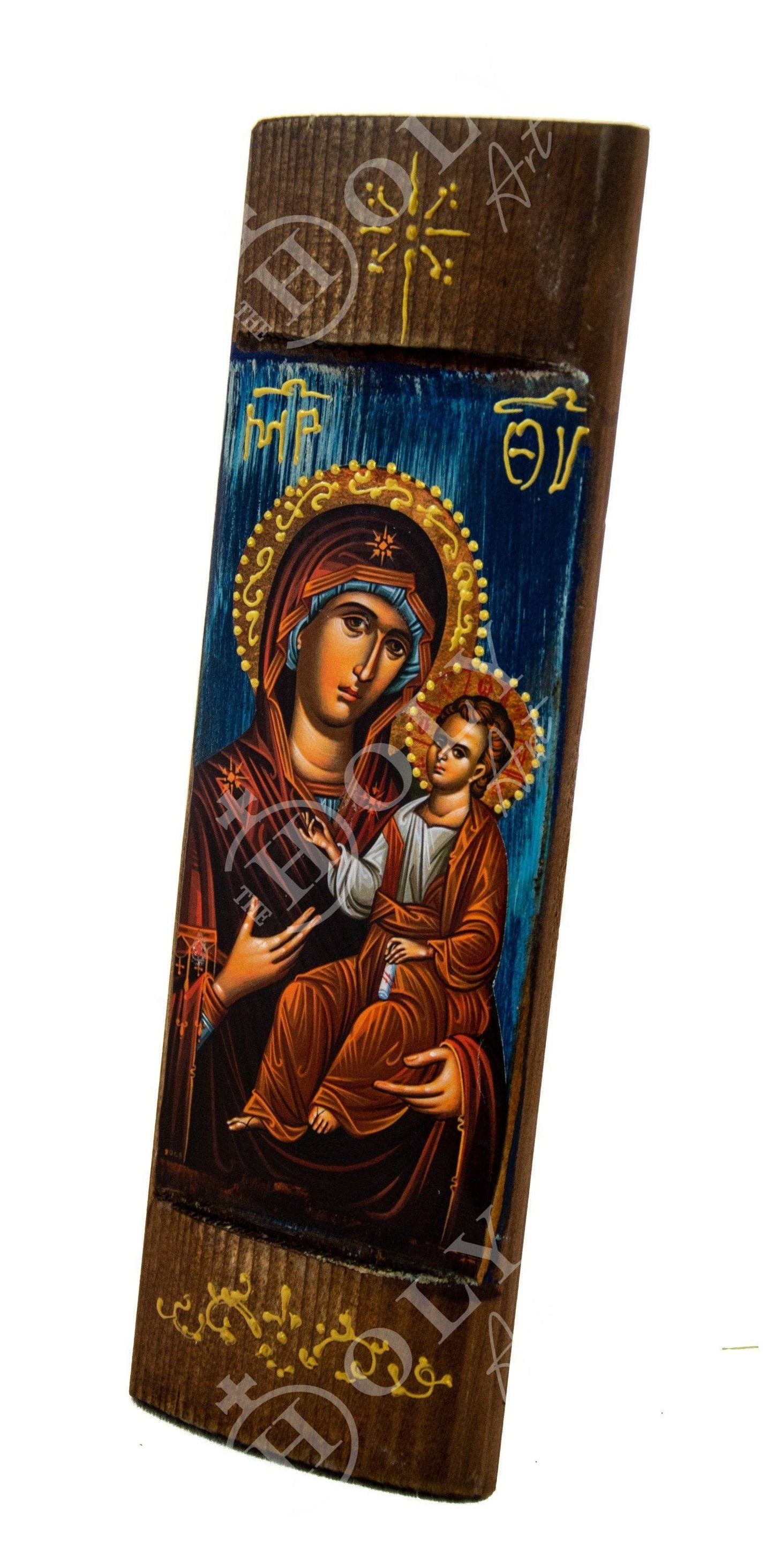 Virgin Mary icon Panagia Hodegetria, Handmade Greek Orthodox Icon, Mother of God Byzantine art wall hanging, Theotokos icon wood plaque TheHolyArt