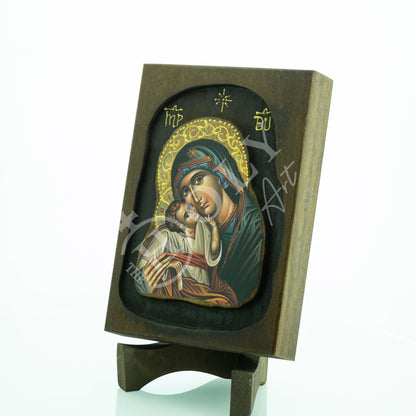 Virgin Mary icon Panagia, Handmade Greek Orthodox icon Theotokos, Mother of God Byzantine art wall hanging wood plaque, wedding gift 22x16cm - TheHolyArt