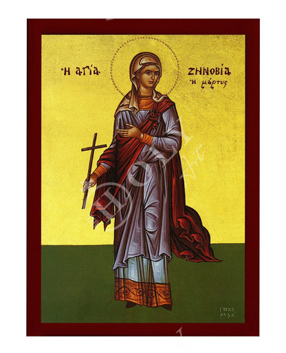 Saint Zenobia icon, Handmade Greek Orthodox icon of St Zinovia, Byzantine art wall hanging icon on wood plaque, religious decor - TheHolyArt