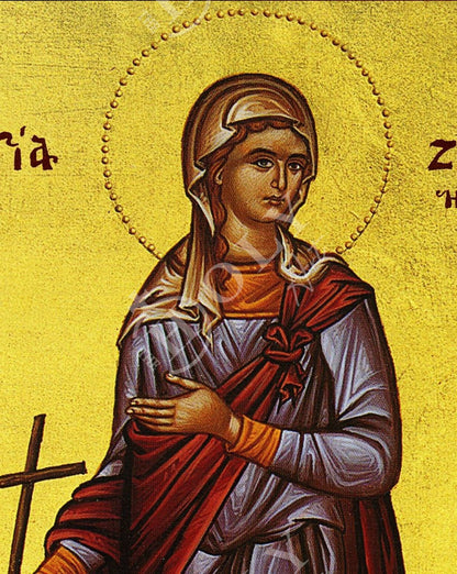 Saint Zenobia icon, Handmade Greek Orthodox icon of St Zinovia, Byzantine art wall hanging icon on wood plaque, religious decor - TheHolyArt