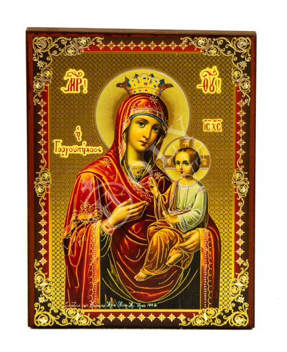 Virgin Mary icon Panagia, Handmade Greek Orthodox Icon, Mother of God Byzantine art wall hanging, Theotokos religious wood plaque - TheHolyArt
