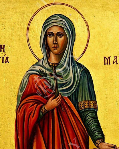 Saint Marina icon, Handmade Greek Orthodox icon of St Marina of Antioch the Martyr, Byzantine art wall hanging, religious gift - TheHolyArt