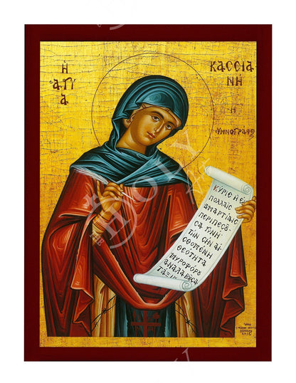 Saint Kassiani icon the Hymnographer, Handmade Greek Orthodox icon of St Kassiani, Byzantine art wall hanging, religious gift - TheHolyArt