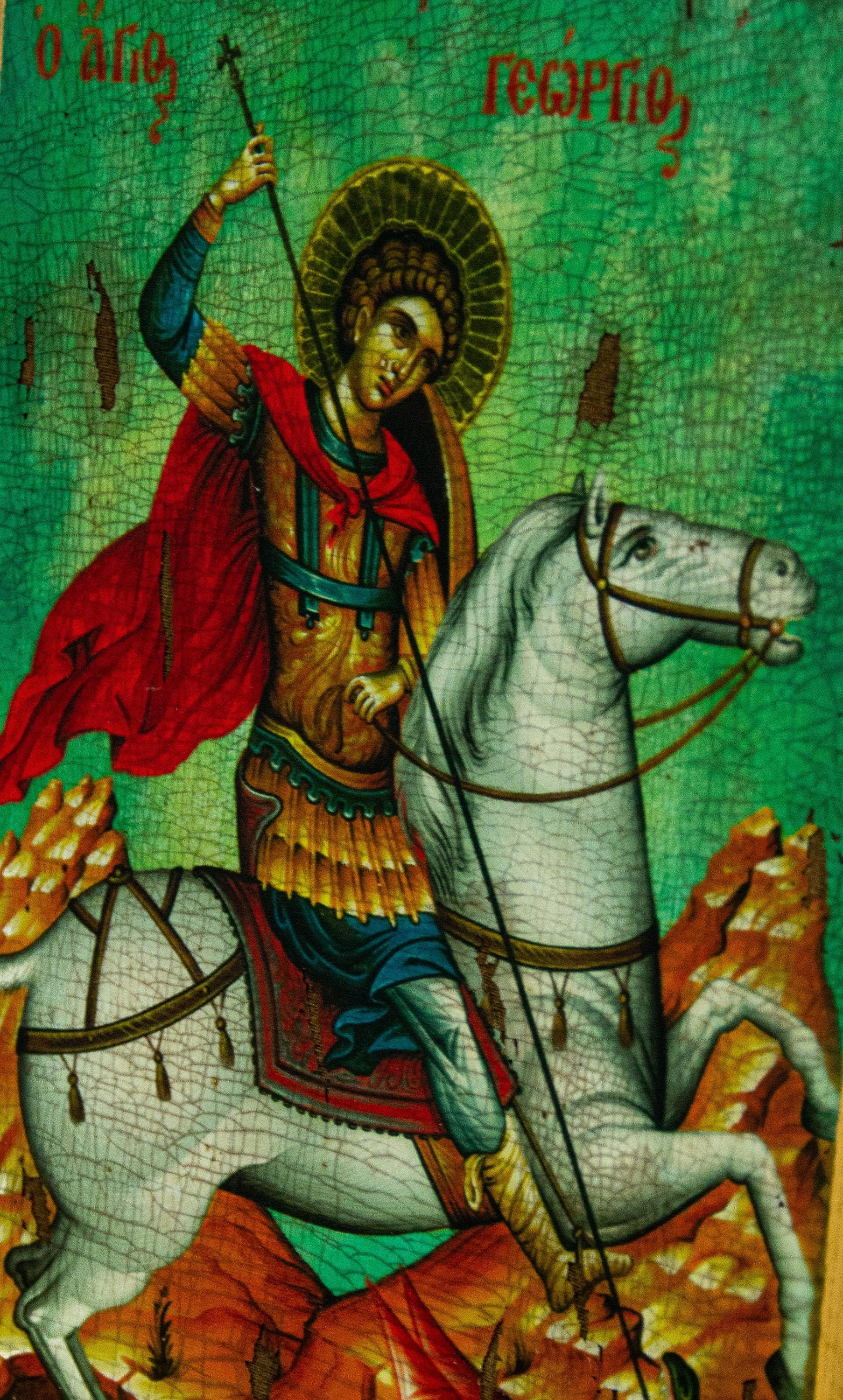 Saint George icon, Handmade Greek Orthodox icon of St George 30x20cm, -TheHolyArt