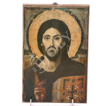 Jesus Christ icon Sinai, Handmade Greek Orthodox icon of our Lord, Byzantine art wall hanging canvas icon wood plaque 27x17cm, wedding gift - TheHolyArt