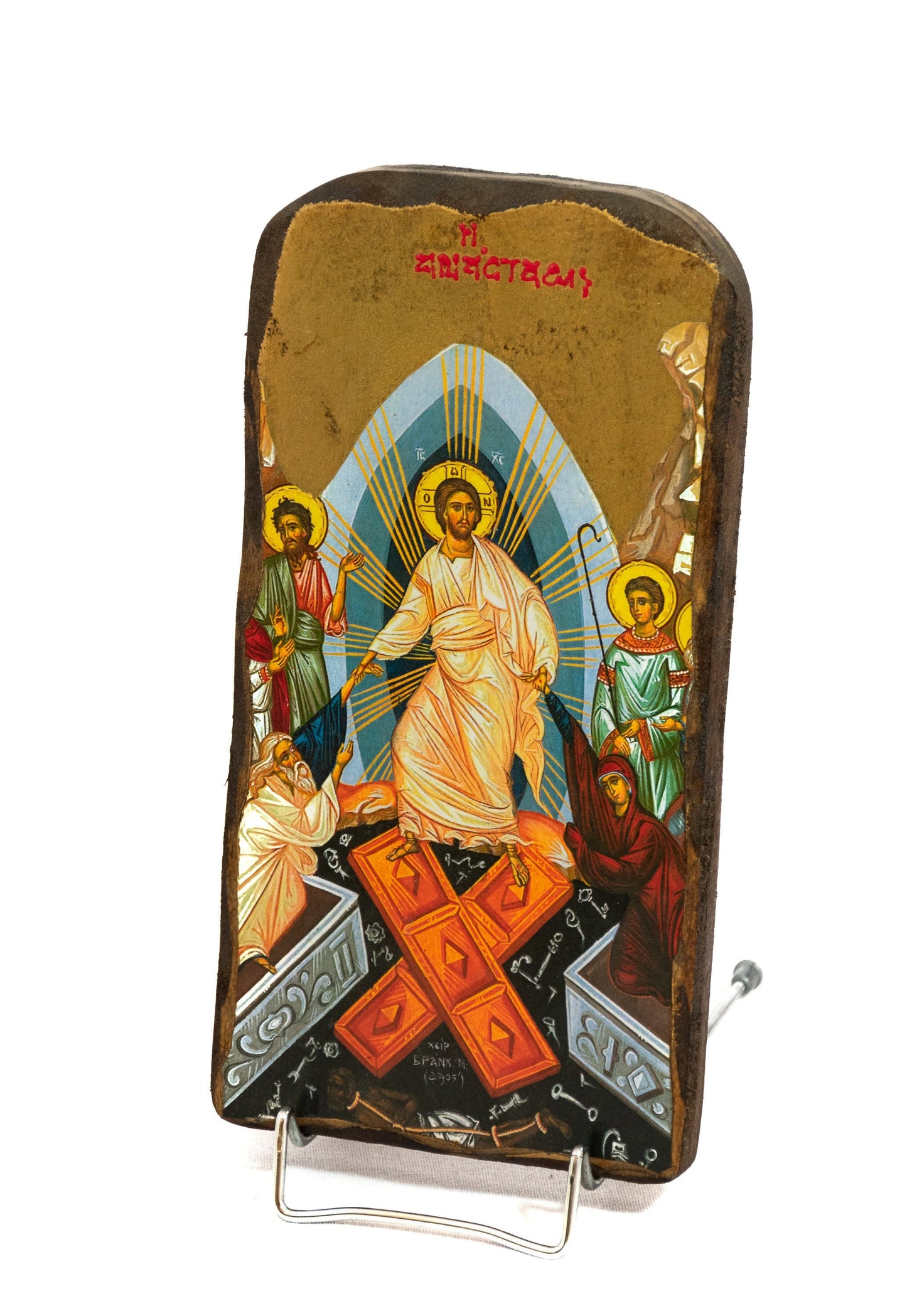Resurrection Jesus Christ icon, Greek Christian Orthodox Icon of Anastasi, Byzantine icon of our Lord rising from the dead, religious gift TheHolyArt