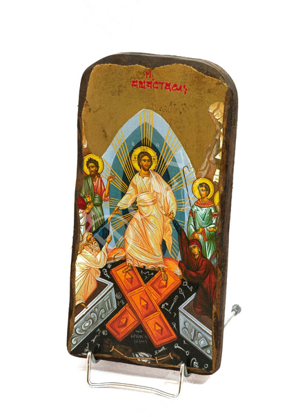 Resurrection Jesus Christ icon, Greek Christian Orthodox Icon of Anastasi, Byzantine icon of our Lord rising from the dead, religious gift - TheHolyArt