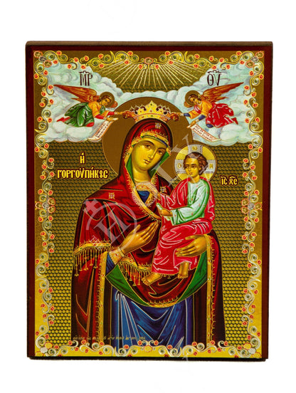 Virgin Mary icon Panagia, Handmade Greek Orthodox Icon, Mother of God Byzantine art wall hanging, Theotokos religious wood plaque - TheHolyArt