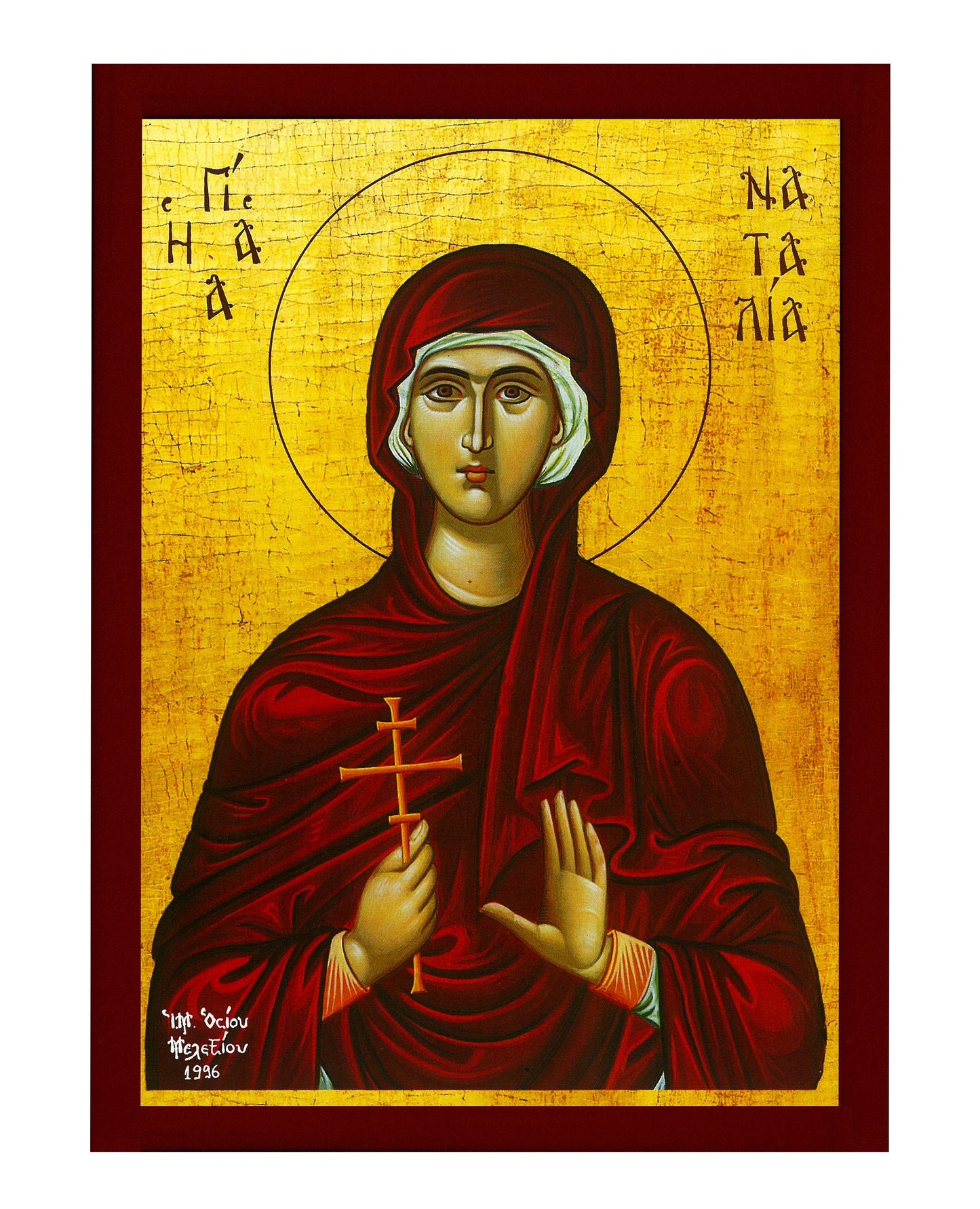 Saint Natalia icon, Handmade Greek Orthodox icon of St Natalia of Nicomedia, Byzantine art wall hanging wood plaque, religious gift TheHolyArt