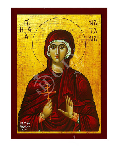 Saint Natalia icon, Handmade Greek Orthodox icon of St Natalia of Nicomedia, Byzantine art wall hanging wood plaque, religious gift - TheHolyArt