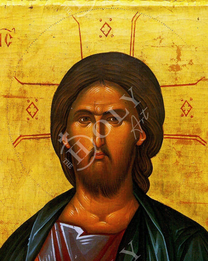Jesus Christ icon Pantocrator, Handmade Greek Orthodox icon of our Lord, Byzantine art wall hanging on wood plaque, religious icon home decor - TheHolyArt
