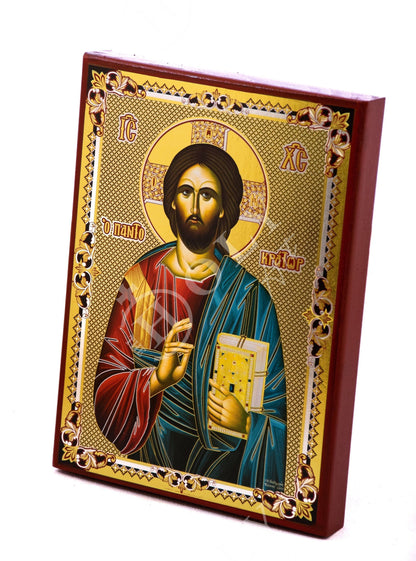 Jesus Christ icon, Byzantine art wall hanging, Religious home decor Handmade Greek Orthodox icon on wood plaque, wedding gift ideas 27x21cm - TheHolyArt